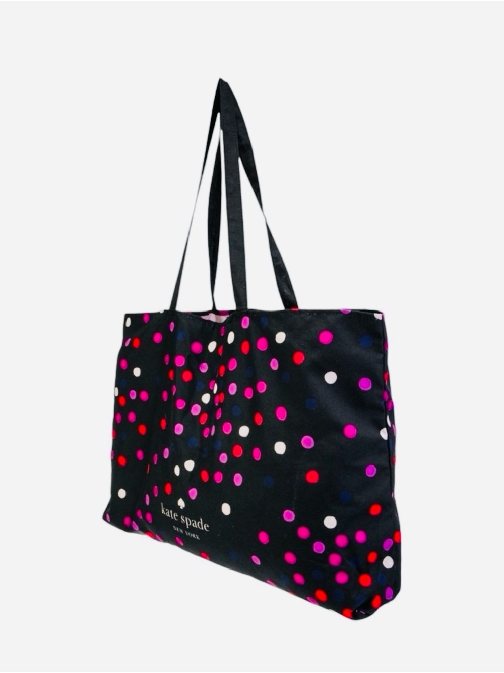 kate spade Black Polka Dot Tote with Pink, Red, White and Blue Dots